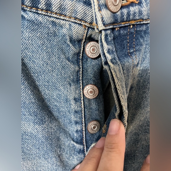 FREE PEOPLE STEINBECK PATCHED STRAIGHT LEG JEANS Size 27 - Picture 5 of 16